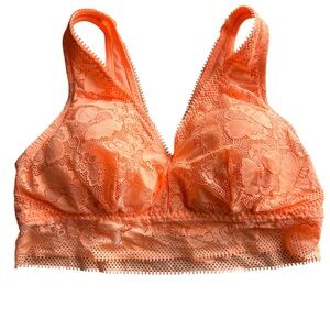 Aerie Neon Orange Lace Padded Bralette XL